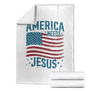 America Needs Jesus Throw Blanket 4th of July Christian TS14 White Print Your Wear