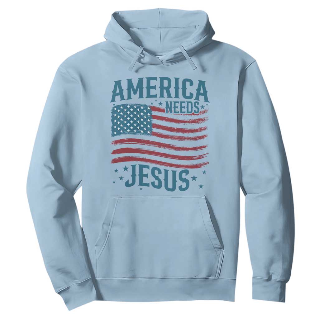 America Needs Jesus Hoodie 4th of July Christian TS14 Light Blue Print Your Wear