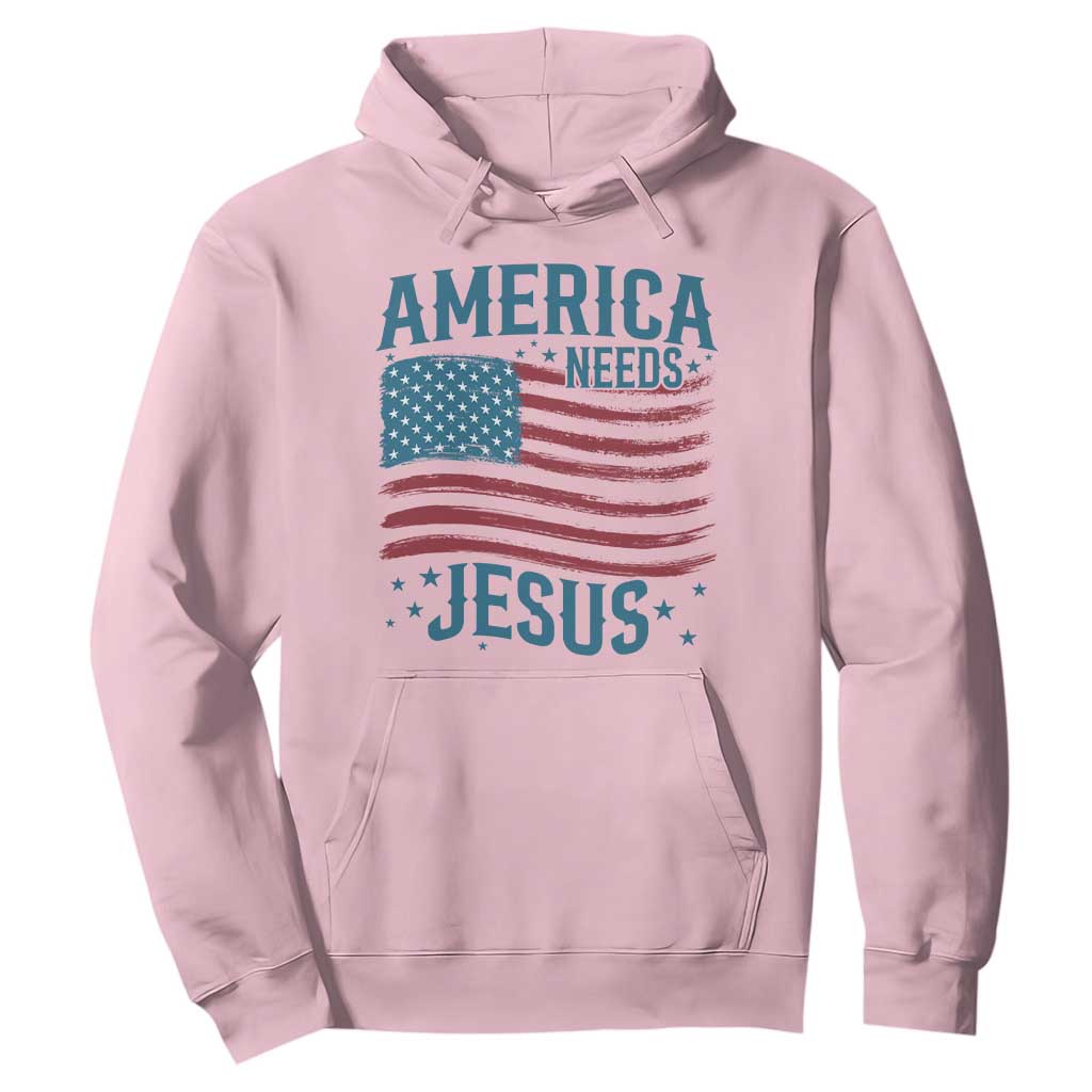 America Needs Jesus Hoodie 4th of July Christian TS14 Light Pink Print Your Wear