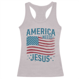 America Needs Jesus Racerback Tank Top 4th of July Christian TS14 Ice Gray Print Your Wear