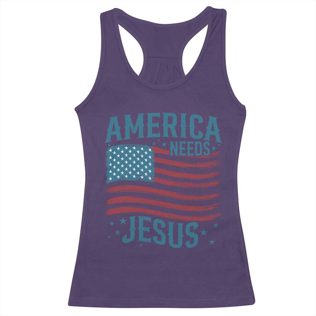 America Needs Jesus Racerback Tank Top 4th of July Christian TS14 Purple Print Your Wear