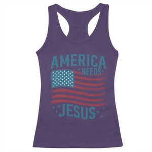 America Needs Jesus Racerback Tank Top 4th of July Christian TS14 Purple Print Your Wear