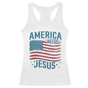 America Needs Jesus Racerback Tank Top 4th of July Christian TS14 White Print Your Wear