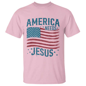 America Needs Jesus T Shirt 4th of July Christian TS14 Light Pink Print Your Wear