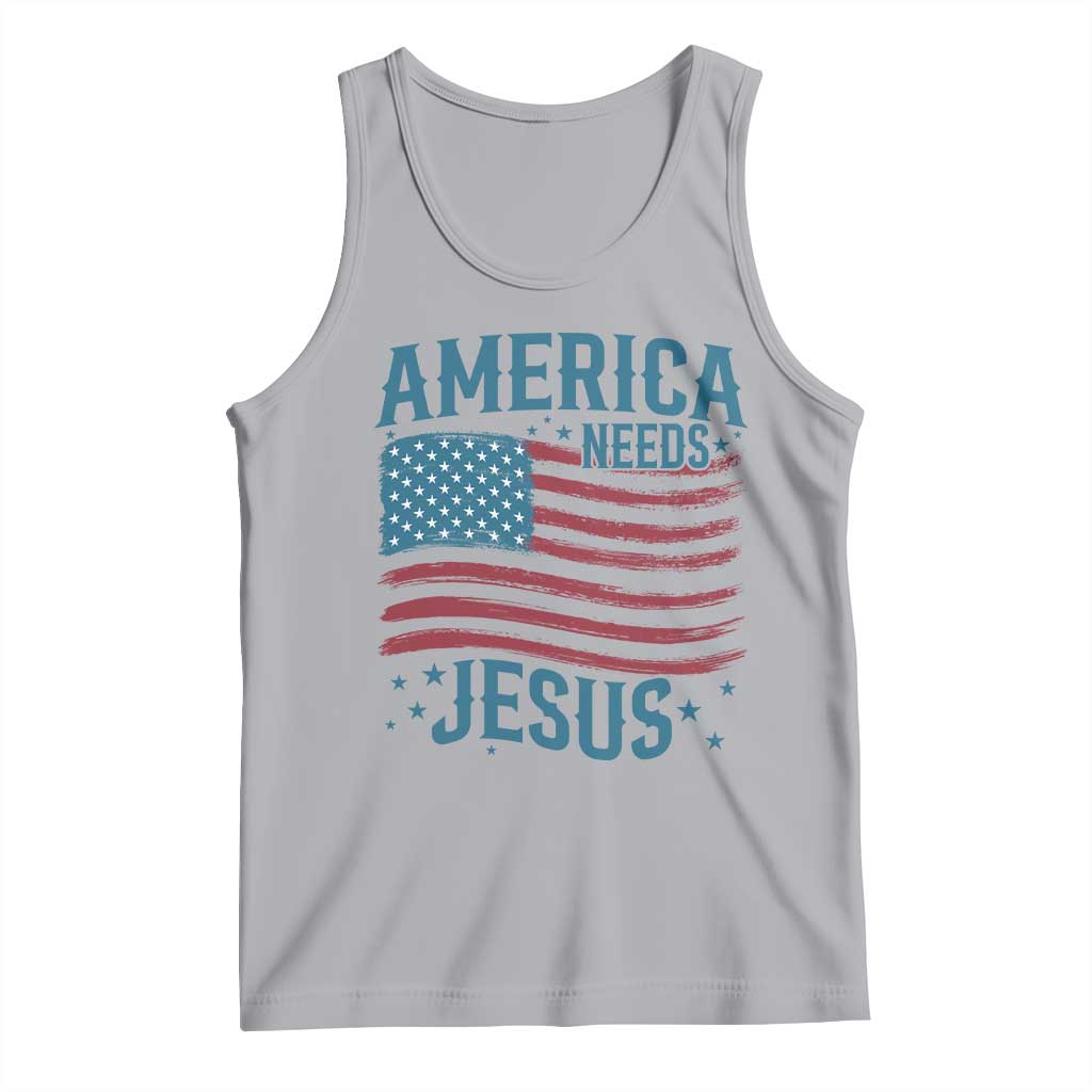 America Needs Jesus Tank Top 4th of July Christian TS14 Athletic Heather Print Your Wear