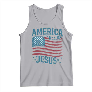 America Needs Jesus Tank Top 4th of July Christian TS14 Athletic Heather Print Your Wear