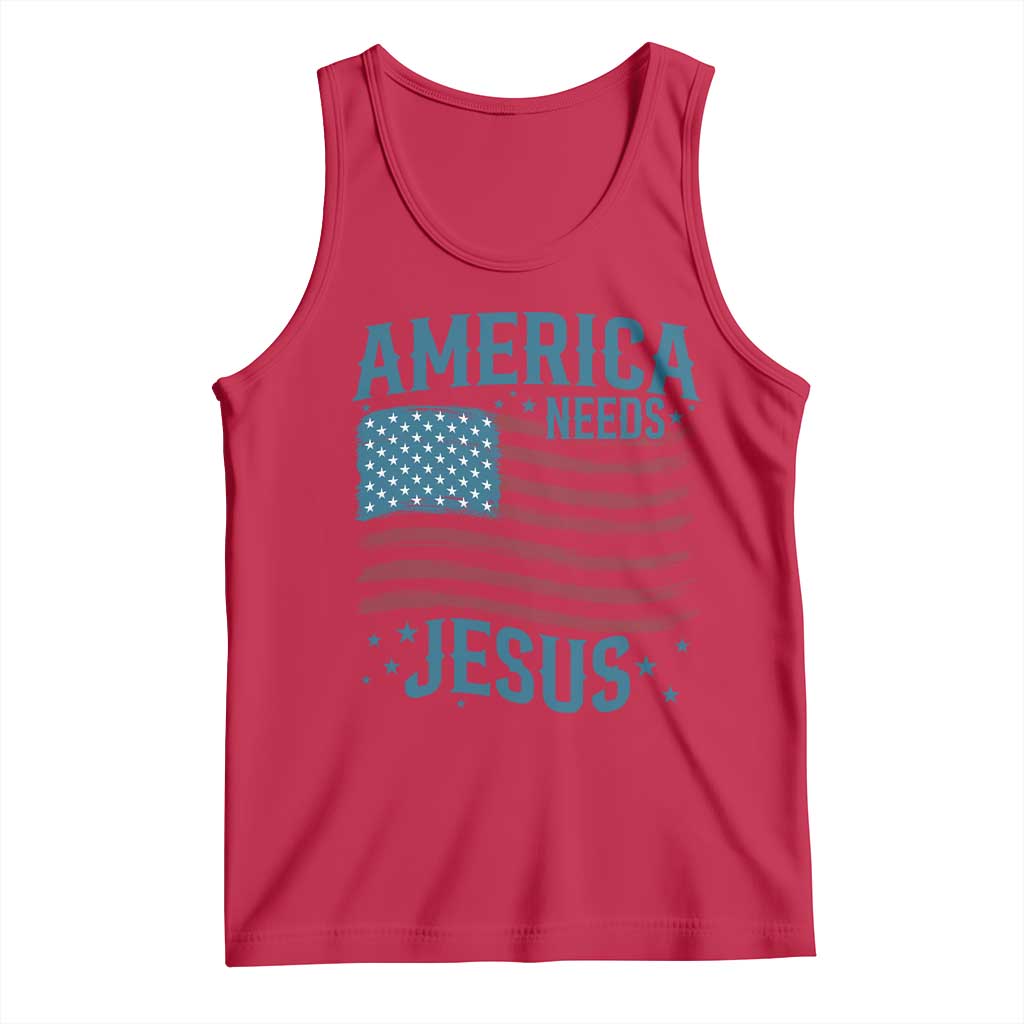 America Needs Jesus Tank Top 4th of July Christian TS14 Red Print Your Wear