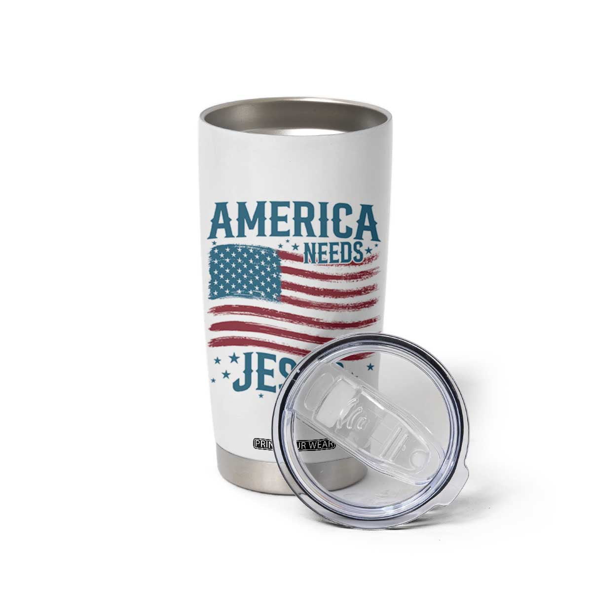 America Needs Jesus Tumbler Cup 4th of July Christian TS14 Print Your Wear