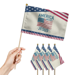 America Needs Jesus Patriotic Handheld Flag 4th of July Christian TS14 Print Your Wear