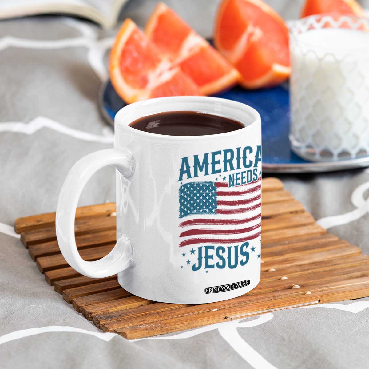 America Needs Jesus Coffee Mug 4th of July Christian TS14 Print Your Wear