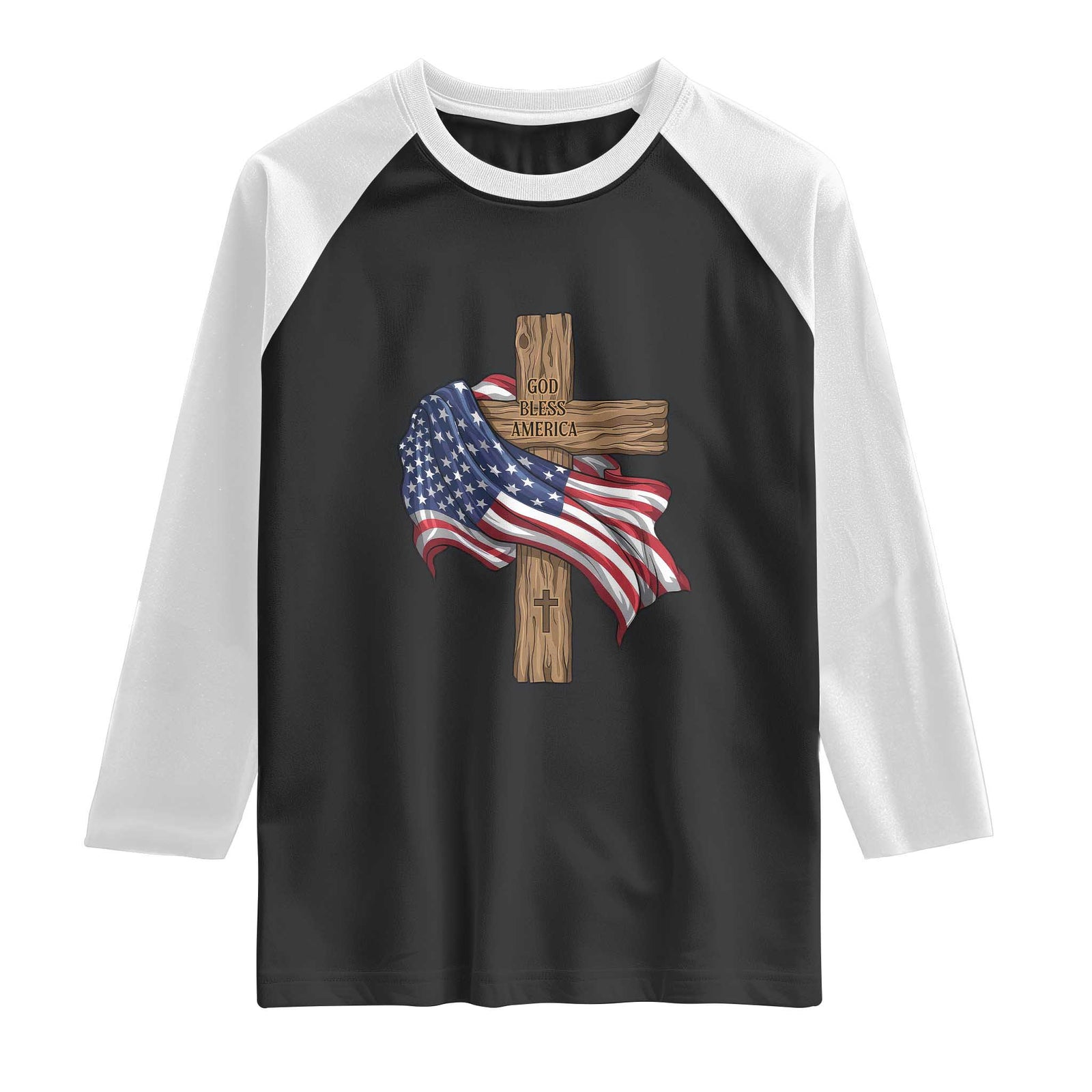 God Bless America 250 Years Raglan Shirt 4th of July Christian Jesus TS14 Black White Print Your Wear