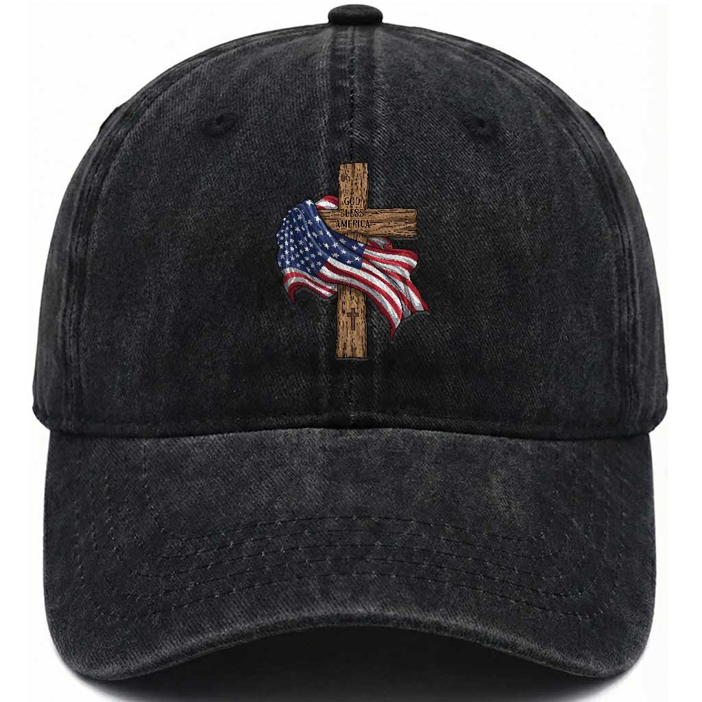 God Bless America 250 Years Washed Cotton Baseball Cap 4th of July Christian Jesus TS14 Print Your Wear