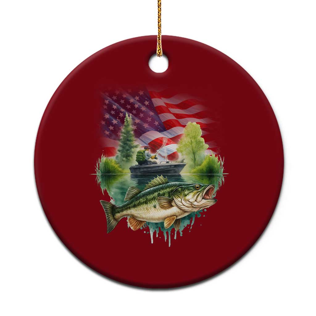 Bass Fishing Patriotic American Flag Ceramic Ornament TS14 1pc Red Print Your Wear