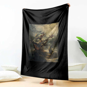 Weird Bass Fish Playing Bass Guitar Throw Blanket Funny Cursed Meme TS14 Print Your Wear