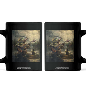 Weird Bass Fish Playing Bass Guitar Coffee Mug Funny Cursed Meme TS14 Black Print Your Wear