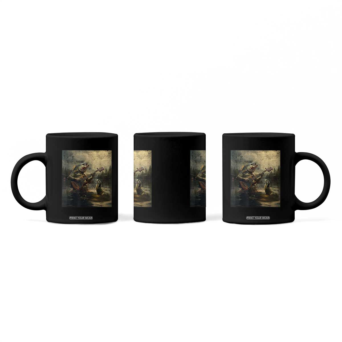 Weird Bass Fish Playing Bass Guitar Coffee Mug Funny Cursed Meme TS14 Print Your Wear