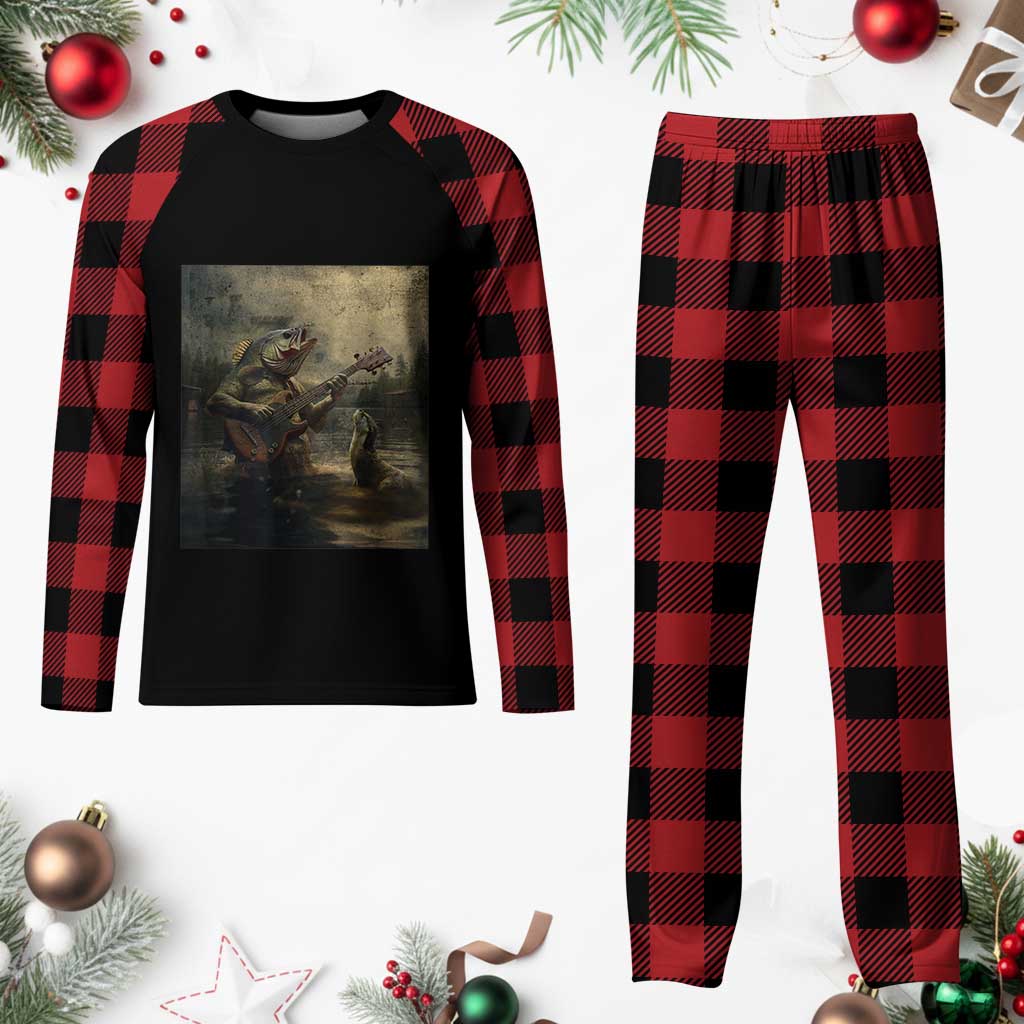 Weird Bass Fish Playing Bass Guitar Plaid Pajama Set Funny Cursed Meme TS14 Buffalo Plaid Print Your Wear