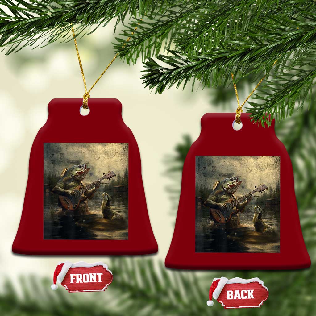 Weird Bass Fish Playing Bass Guitar Ceramic Ornament Funny Cursed Meme TS14 Print Your Wear