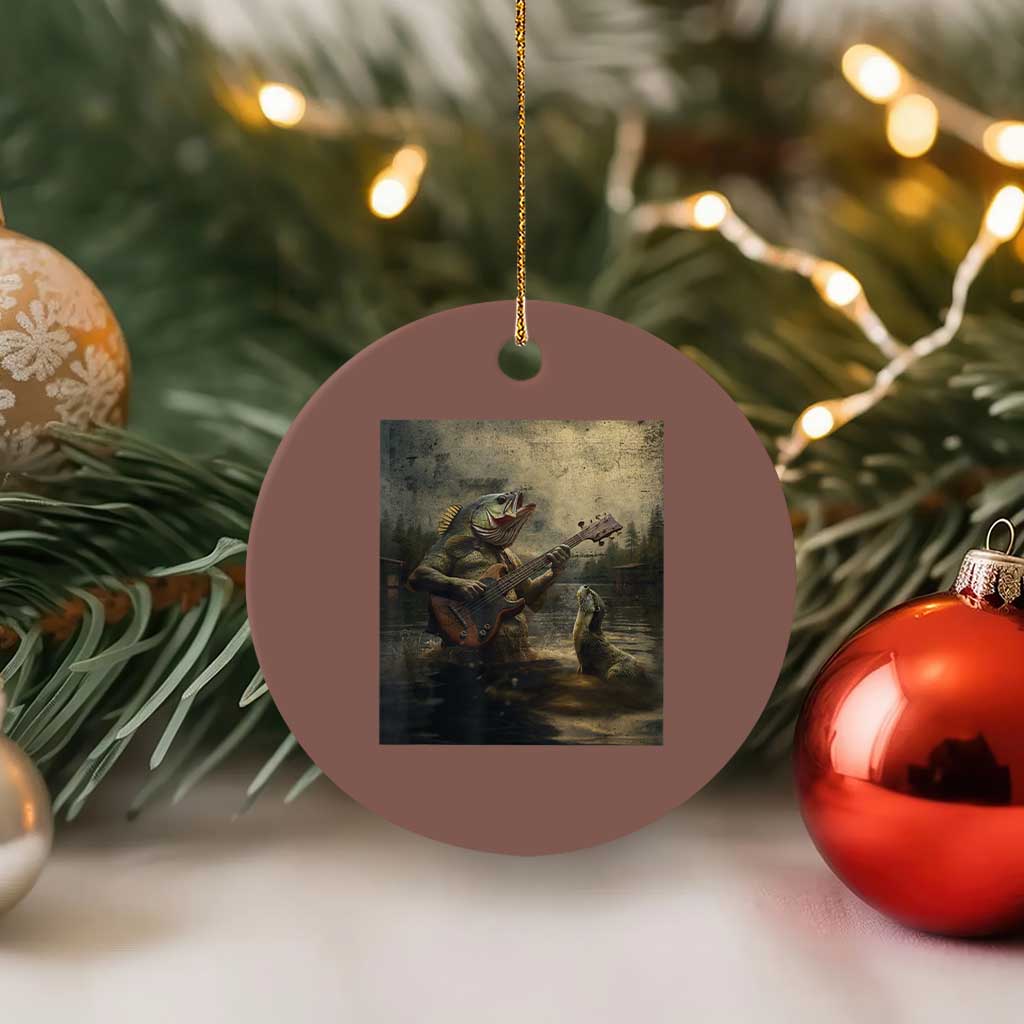 Weird Bass Fish Playing Bass Guitar Ceramic Ornament Funny Cursed Meme TS14 1pc Mocha Print Your Wear