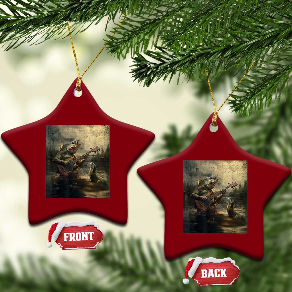 Weird Bass Fish Playing Bass Guitar Ceramic Ornament Funny Cursed Meme TS14 Print Your Wear