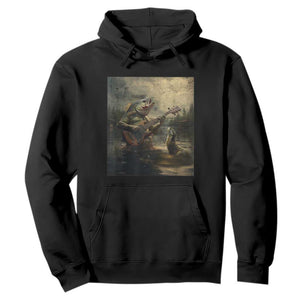 Weird Bass Fish Playing Bass Guitar Hoodie Funny Cursed Meme TS14 Black Print Your Wear