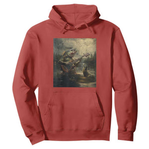 Weird Bass Fish Playing Bass Guitar Hoodie Funny Cursed Meme TS14 Red Print Your Wear