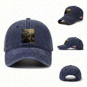 Weird Bass Fish Playing Bass Guitar Washed Cotton Baseball Cap Funny Cursed Meme TS14 Washed Cap Universal Fit Navy Print Your Wear