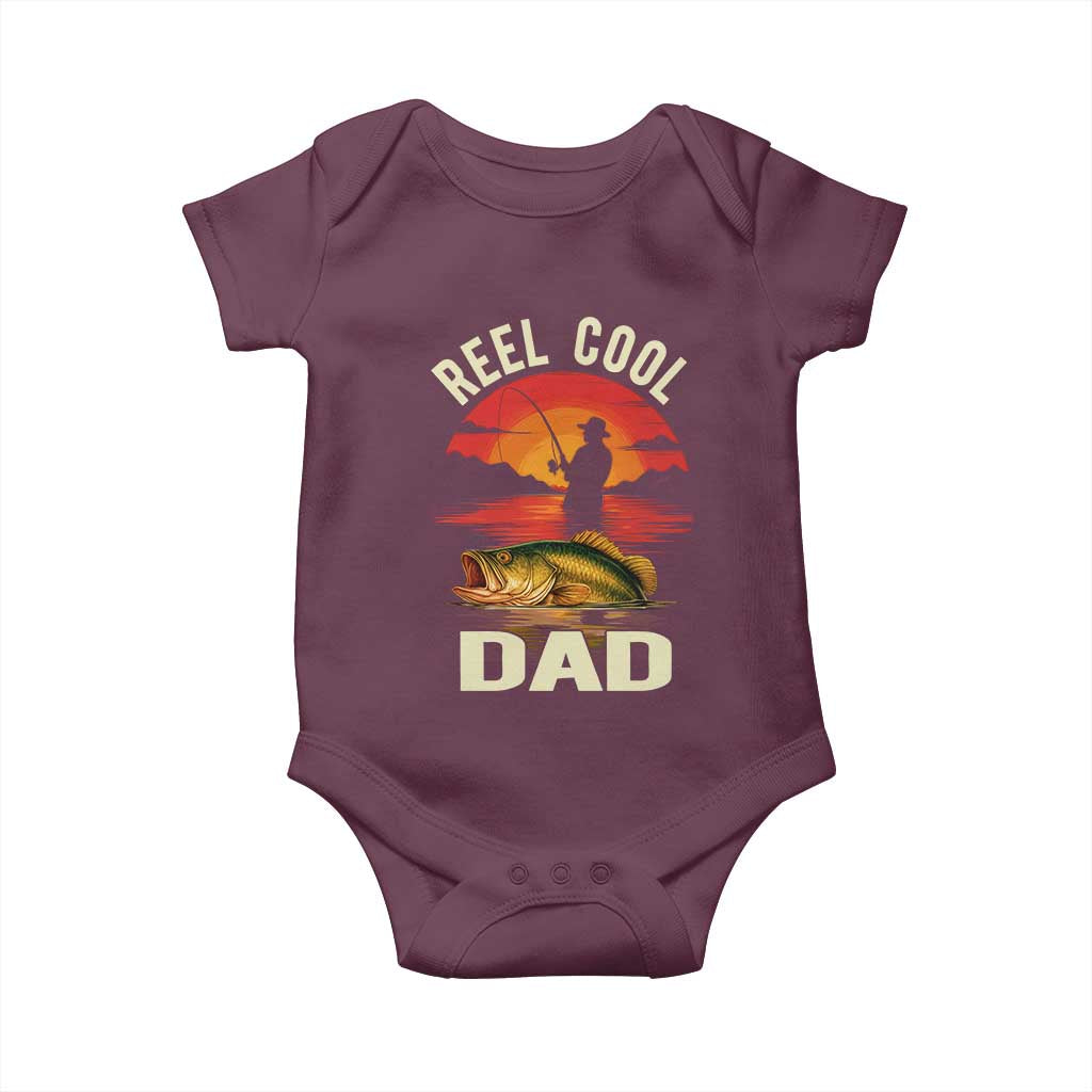 Funny Fishing Dad Baby Onesie Reel Cool Dad TS14 Maroon Print Your Wear