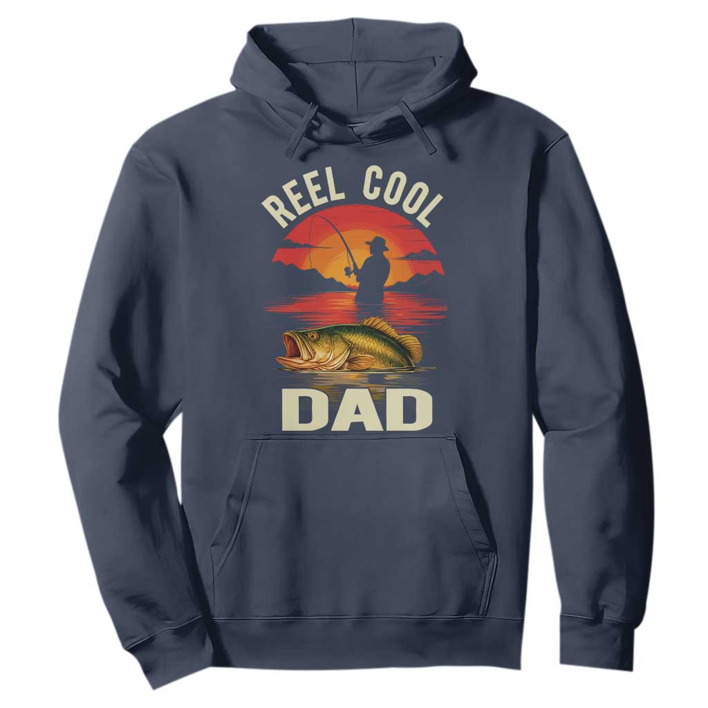 Funny Fishing Dad Hoodie Reel Cool Dad TS14 Navy Print Your Wear