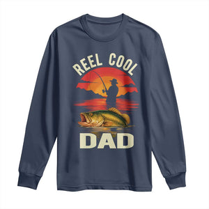 Funny Fishing Dad Long Sleeve Shirt Reel Cool Dad TS14 Navy Print Your Wear