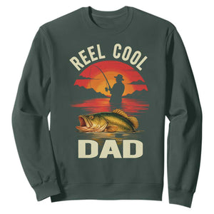 Funny Fishing Dad Sweatshirt Reel Cool Dad TS14 Dark Forest Green Print Your Wear