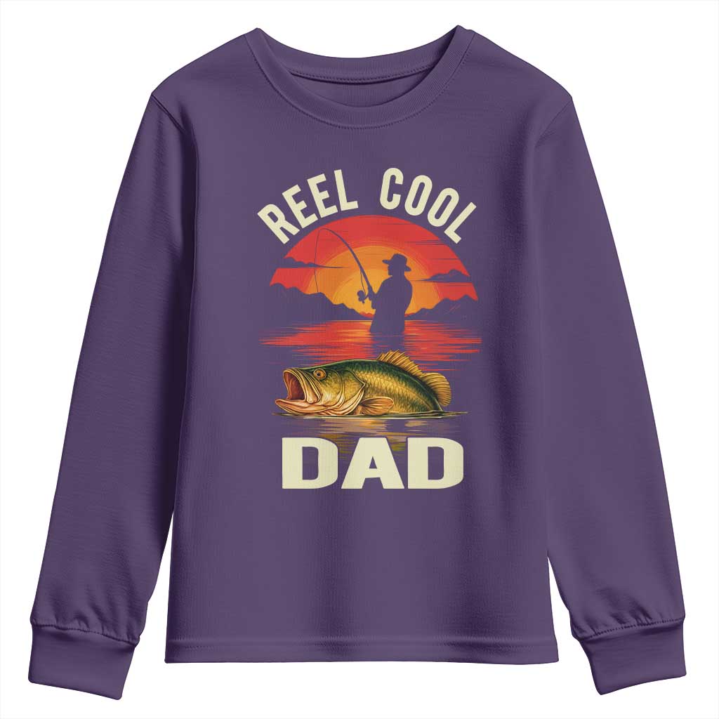 Funny Fishing Dad Youth Sweatshirt Reel Cool Dad TS14 Purple Print Your Wear