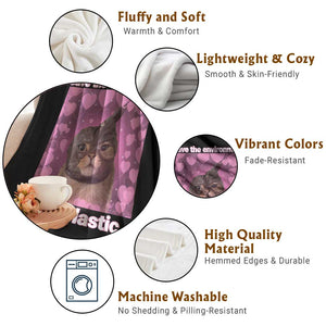 Save The Environment Eat Plastic Throw Blanket Funny Cute Cat Meme TS14 Print Your Wear