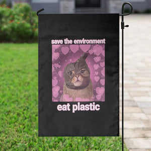 Save The Environment Eat Plastic Garden Flag Funny Cute Cat Meme TS14 Print Your Wear