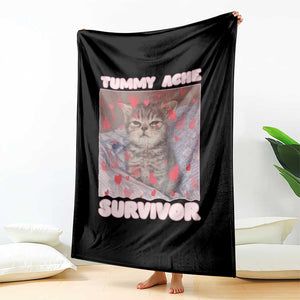 Tummy Ache Survivor Throw Blanket Funny Cute Cat Meme TS14 Print Your Wear