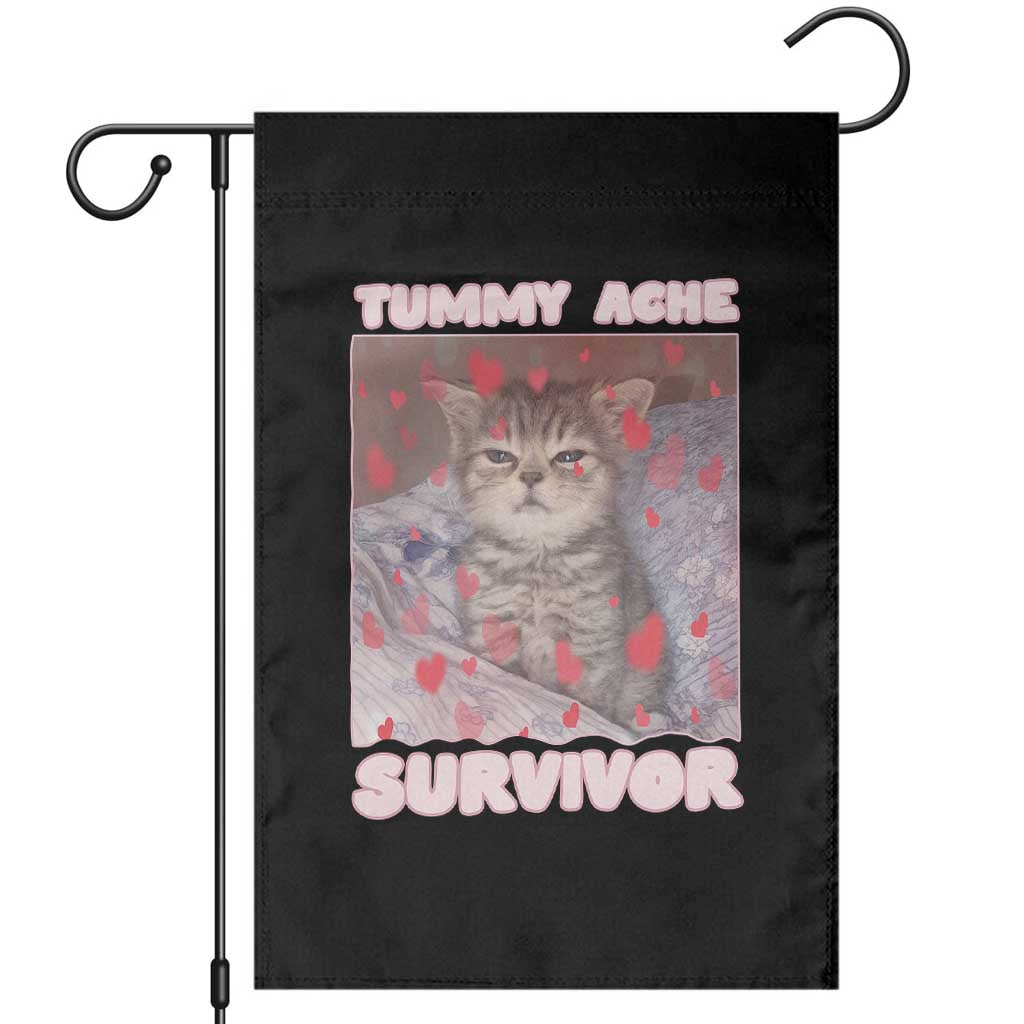 Tummy Ache Survivor Garden Flag Funny Cute Cat Meme TS14 Black Print Your Wear