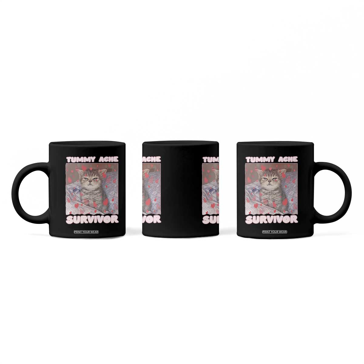 Tummy Ache Survivor Coffee Mug Funny Cute Cat Meme TS14 Print Your Wear