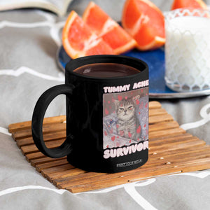 Tummy Ache Survivor Coffee Mug Funny Cute Cat Meme TS14 Print Your Wear