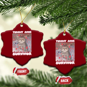 Tummy Ache Survivor Ceramic Ornament Funny Cute Cat Meme TS14 Print Your Wear