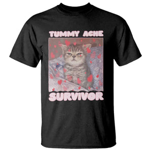 Tummy Ache Survivor T Shirt Funny Cute Cat Meme TS14 Black Print Your Wear