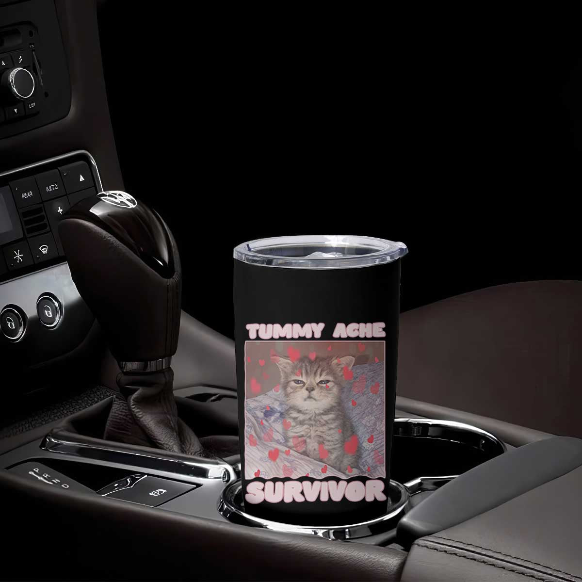 Tummy Ache Survivor Tumbler Cup Funny Cute Cat Meme TS14 Print Your Wear