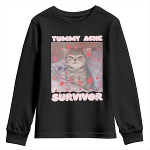 Tummy Ache Survivor Youth Sweatshirt Funny Cute Cat Meme TS14 Black Print Your Wear