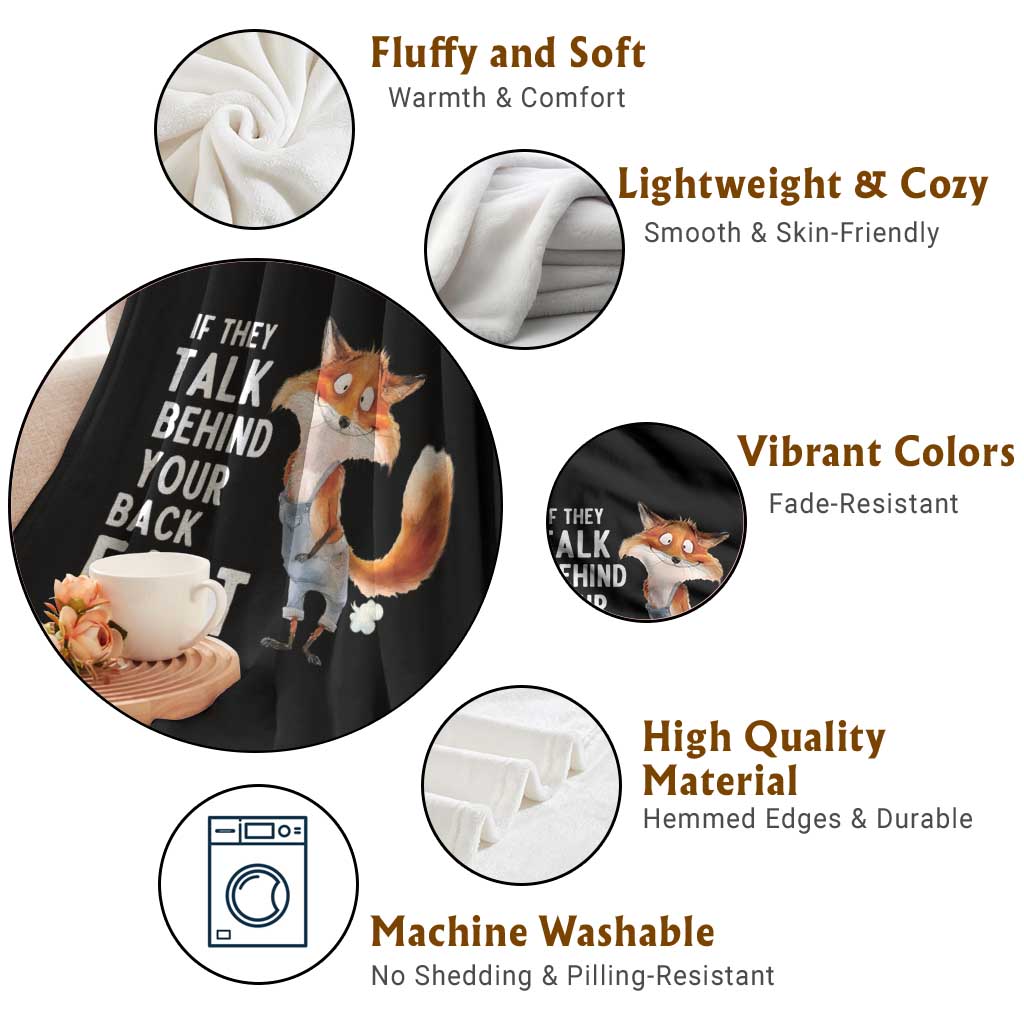 Funny Fox Meme Throw Blanket If They Talk Behind Your Back Fart Naughty Joke TS14 Print Your Wear