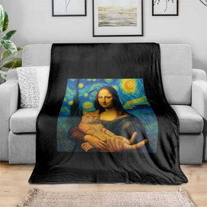 Mona Lisa Cat Starry Night Throw Blanket TS14 Print Your Wear