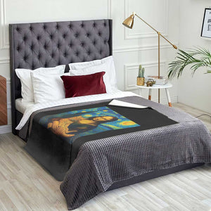 Mona Lisa Cat Starry Night Throw Blanket TS14 Print Your Wear
