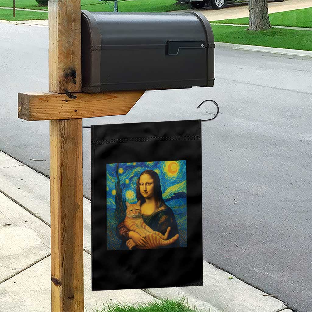 Mona Lisa Cat Starry Night Garden Flag TS14 Print Your Wear