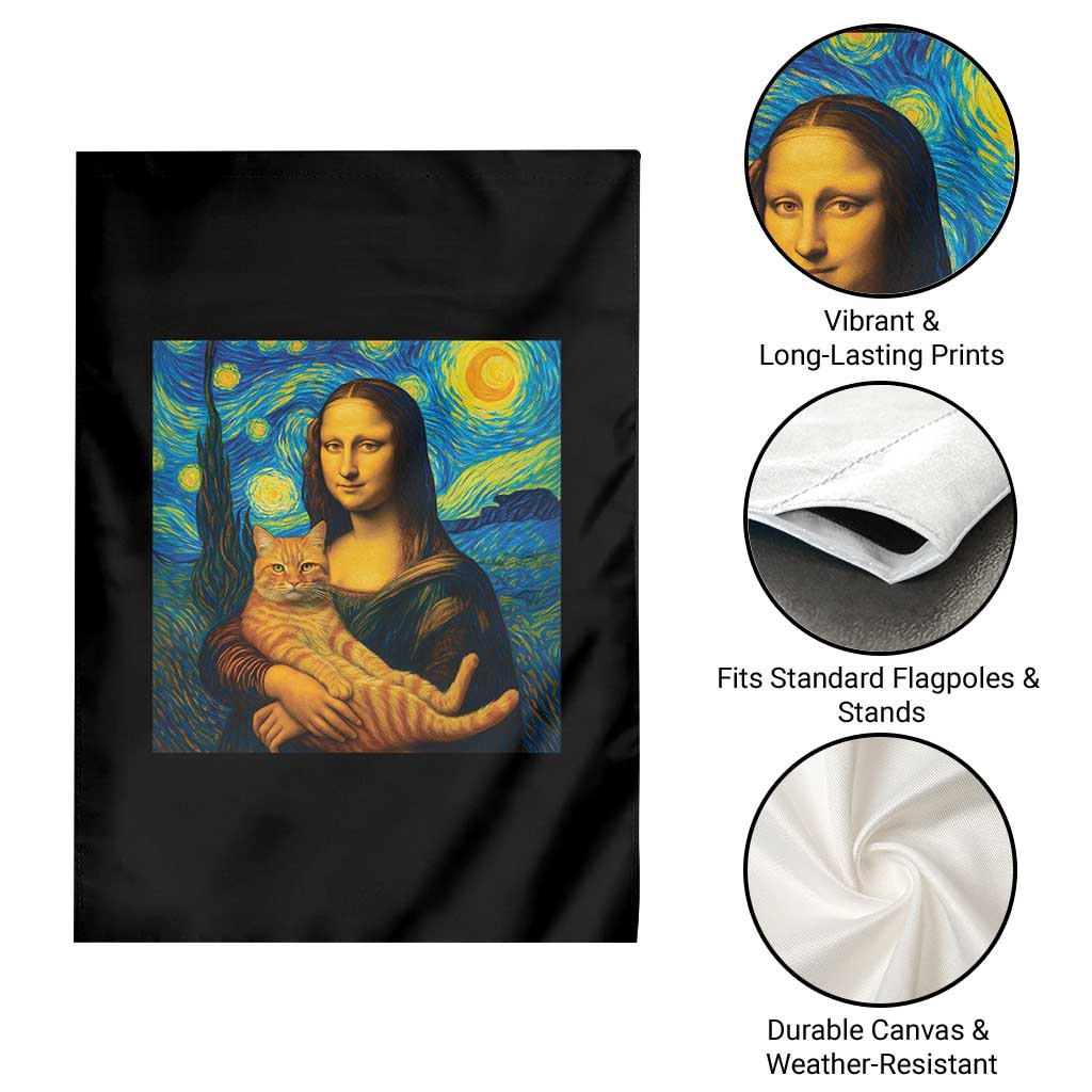 Mona Lisa Cat Starry Night Garden Flag TS14 Print Your Wear