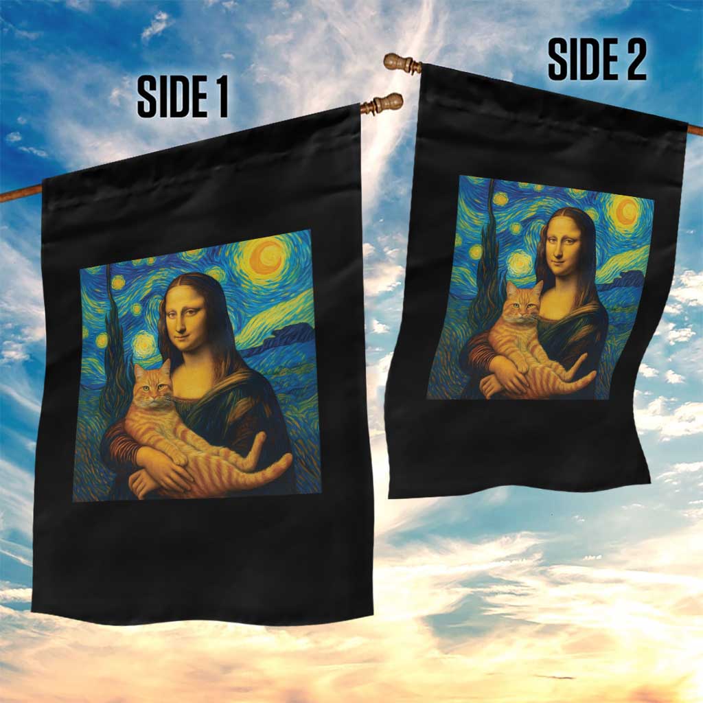 Mona Lisa Cat Starry Night Garden Flag TS14 Print Your Wear
