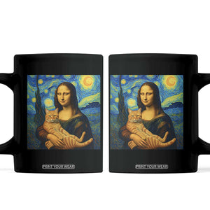 Mona Lisa Cat Starry Night Coffee Mug TS14 Black Print Your Wear