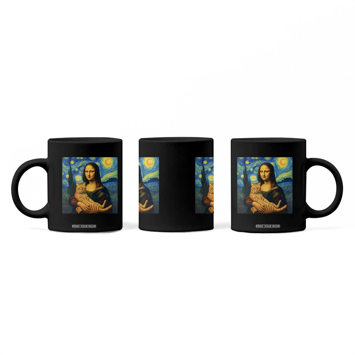 Mona Lisa Cat Starry Night Coffee Mug TS14 Print Your Wear